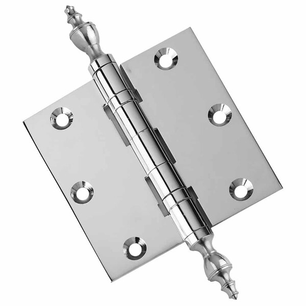 Embassy 3-1/2 x 3-1/2 Solid Brass Hinge, Polished Chrome Finish with Urn Tips - 3535BBUS26U-1