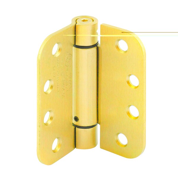 Prime-Line Door Hinge Commercial UL Adjust Self-Close, 4 in. w/ Square & 5/8 in. Corners, Satin Brass 3 Pack - U 1159063
