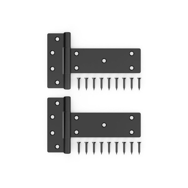 National Hardware Industrial T-Hinge, Steel, Black, Tapping Screws Mounting - N166-035