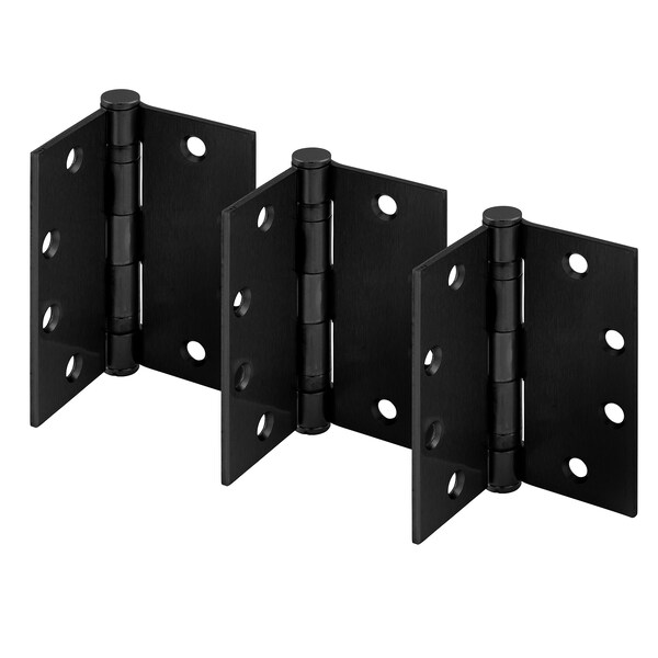 Prime-Line Door Hinge Commercial Smooth Pivot, 4-1/2 in. x 4-1/2 in. w/ Square Corners, Matte Black 3 Pack - U 1156483