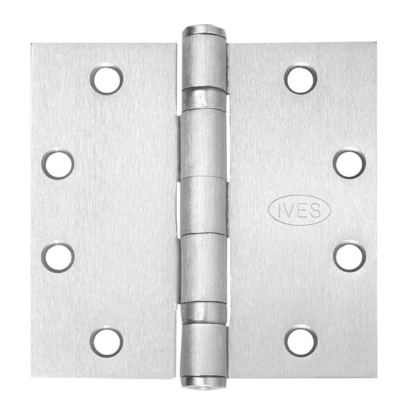 Ives 5-Knuckle Ball Bearing Hinge, Heavy Weight, 4-1/2-in x 4-1/2-in, 8-Wire, Satin Chrome Finish - 5BB1HW 4.5X4.5 626 TW8 CON