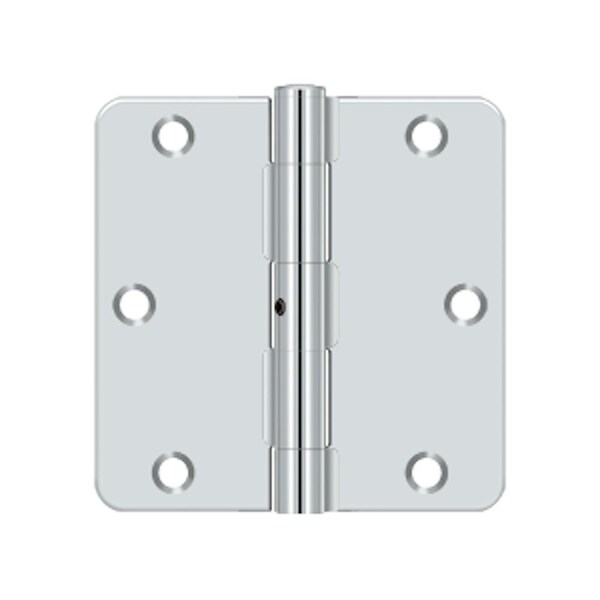 Deltana 3-1/2 x 3-1/2 x 1/4 Radius Hinge Non Removable Pin; Bright Nickel Finish - S35R4N26