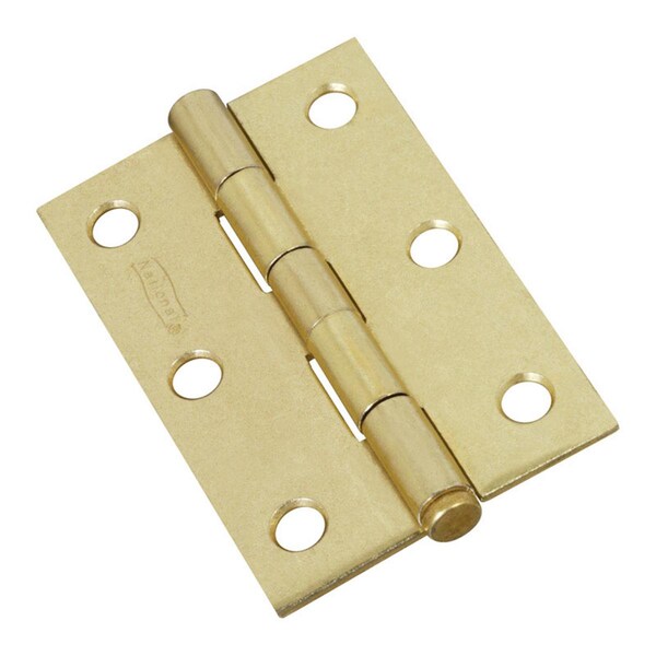 National Mfg Sales 3 in. Steel Brass Door Removable Pin Hinges, 2PK - 5702030