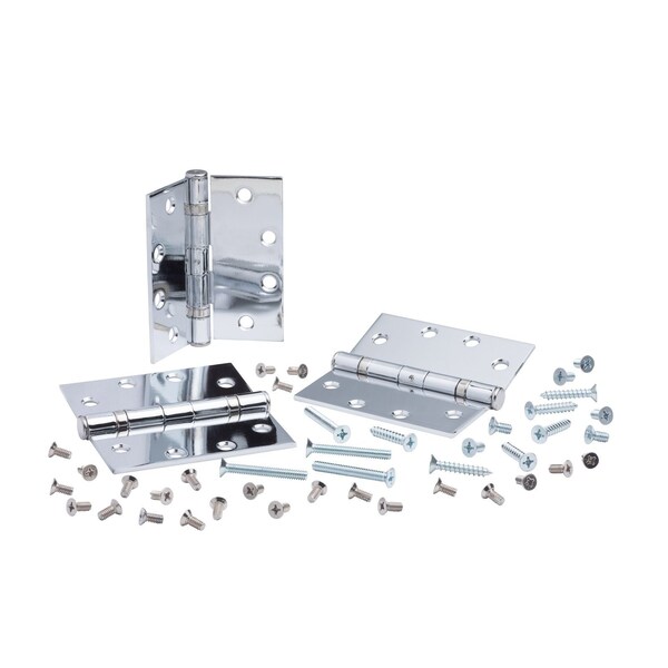 Global Door Controls 4.5 in Leaf W x 4.5 in Leaf H, Bright Chrome - CP4545BBNRPUS26-3