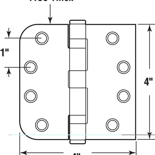 Prime-Line Door Hinge Commercial Smooth Pivot, 4 in. w/ Square & 5/8 in.Corners, Satin Nickel 3 Pack - U 1157353