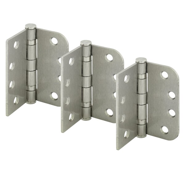 Prime-Line Door Hinge Commercial Smooth Pivot, 4 in. w/ Square & 5/8 in.Corners, Satin Nickel 3 Pack - U 1157353