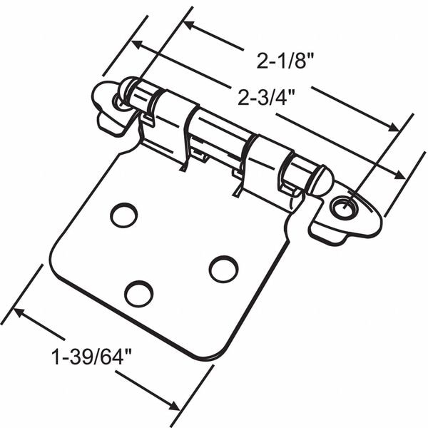 Zoro Select Butt Hinge, Steel, Full Surface Mounting, 1/2 in Leaf W x 1 5/8 in Leaf H, Satin Nickel - 45-236SNK