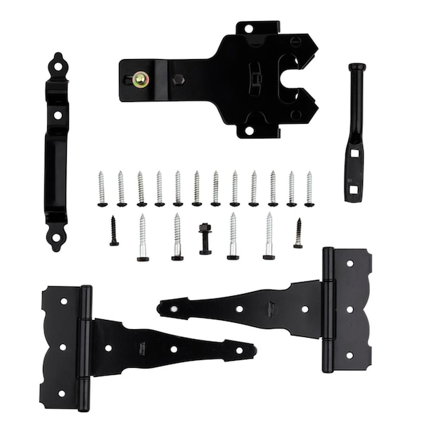 National Hardware 9.72 in. Steel T-Hinge Gate Kit, Black - 5015579