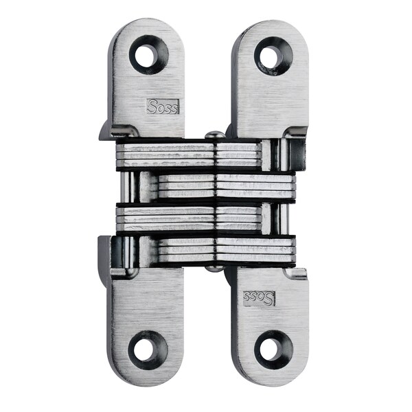 Soss 3/4in x 3-3/4in Medium Duty Invisible Hinge for 1-1/8in Doors Satin Stainless Steel Finish - 212SSUS32D