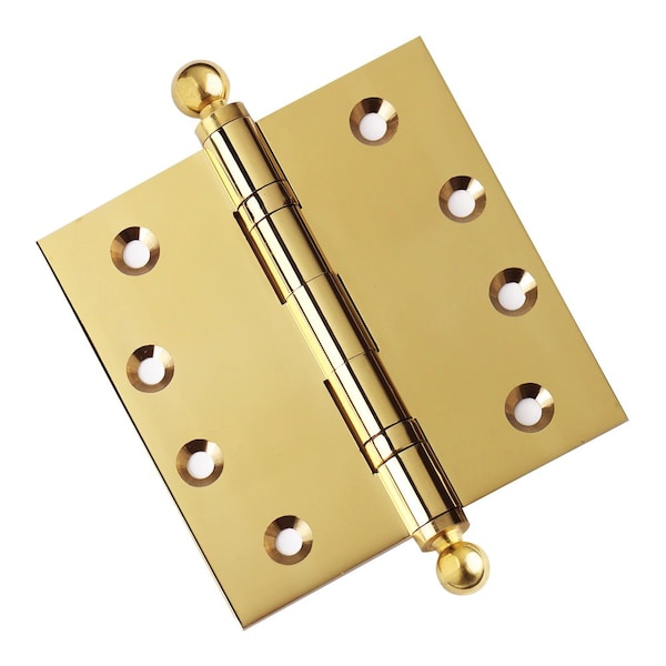 Embassy 4 x 4 Solid Brass Ball Bearing Hinge, Polished Brass Finish Ball Tips - 4040BBUS3B-1