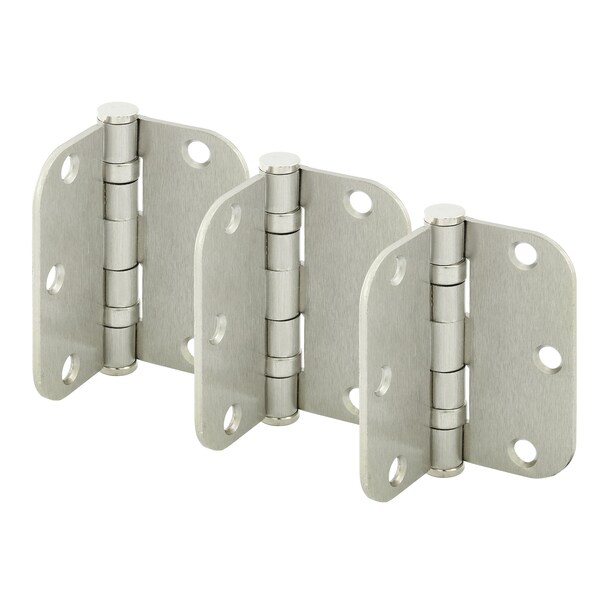 Prime-Line Door Hinge Commercial Smooth Pivot, 3-1/2 in. with 5/8 in. Corners, Satin Nickel 3 Pack - U 1156953