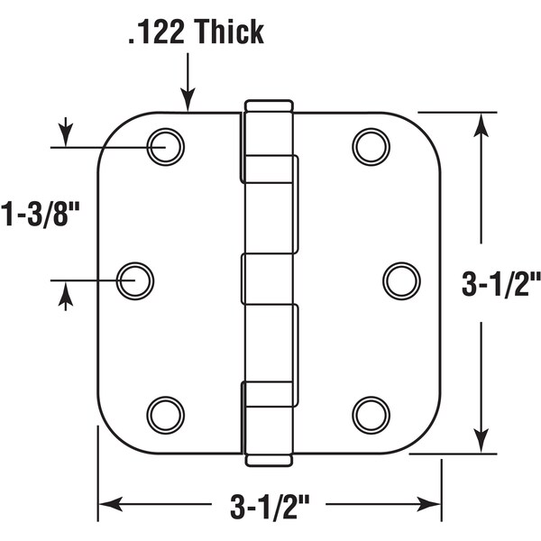 Prime-Line Door Hinge Commercial Smooth Pivot, 3-1/2 in. with 5/8 in. Corners, Satin Nickel 3 Pack - U 1156953