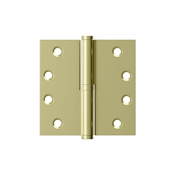 Deltana Right Hand 4in x 4in Square Lift-Off Hinge Unlacquered Brass Finish - DSBLO43UNLRH