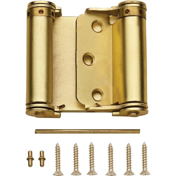 National 3 In. Satin Brass Double-Acting Spring Door Hinge - N100049