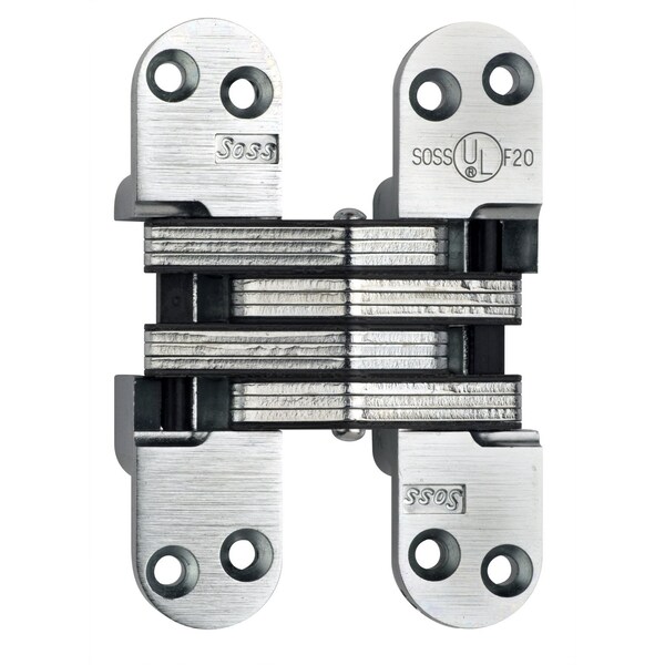 Soss 1-1/8in x 4-5/8in Heavy Duty Invisible Spring Hinge for 1-3/4in Doors Bright Brass Finish - 218ICUS3