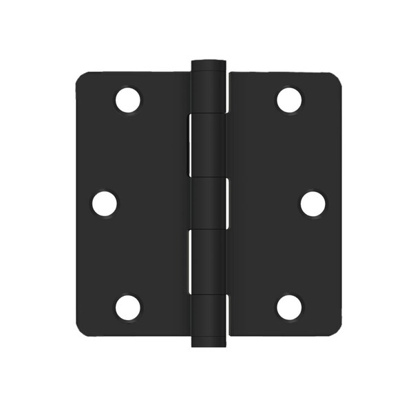 Deltana 3-1/2 x 3-1/2 x 1/4 Radius Stainless Steel Hinge Paint Black Finish - SS35R41B