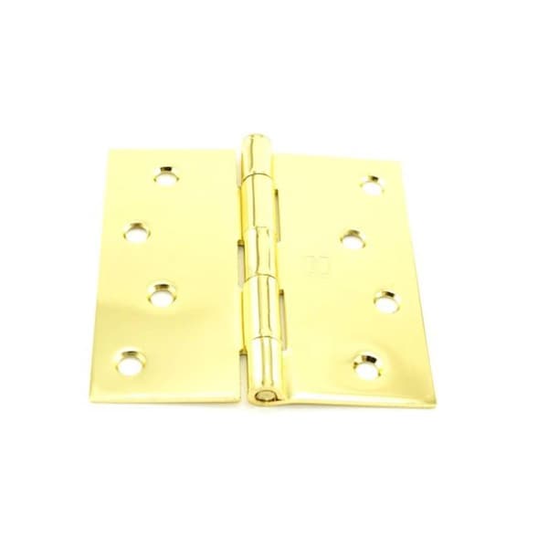 Hager 4 x 4 in. Steel Square Corner Full Mortise Plain Bearing Residential Hinge, No. 033148 Bright Brass - 174143EA