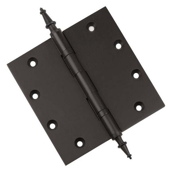 Embassy 5 x 5 Solid Brass Ball Bearing Hinge, Oil Rubbed Bronze Finish Steeple Tips - 5050BBUS10BS-1