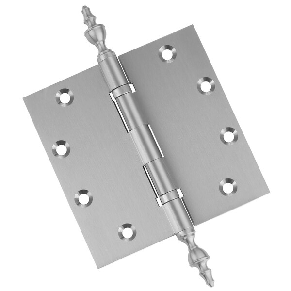 Embassy 5 x 5 Solid Brass Ball Bearing Hinge, Satin Nickel Finish Urn Tips - 5050BBUS15U-1