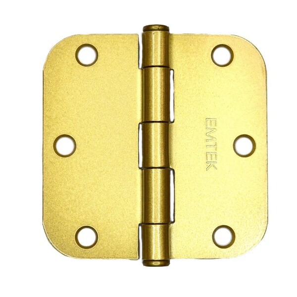 Emtek Pair of 3-1/2 in x 3-1/2 in 5/8 in Radius Steel Residential Duty Hinges Satin Brass Finish - 91033US4