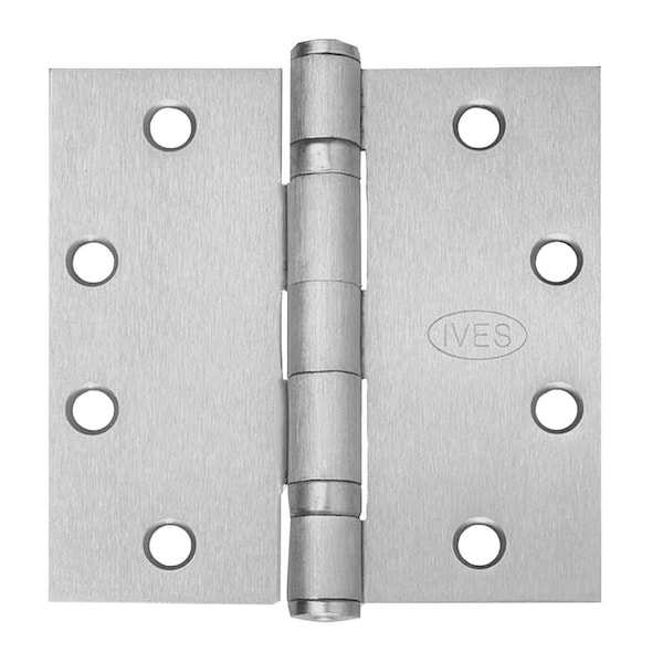 Ives 5-Knuckle Ball Bearing Hinge, Heavy Weight, 4-1/2-in x 4-1/2-in, 8-Wire, Satin Stainless Steel Fnsh - 5BB1HW 4.5X4.5 630 TW8 CON