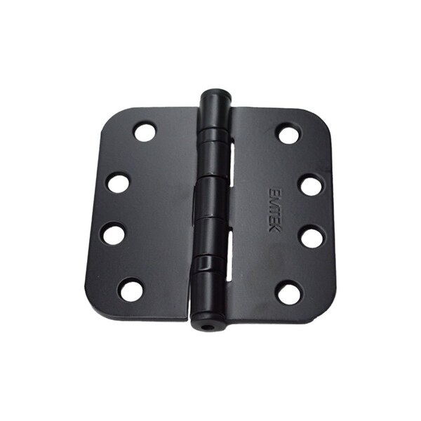 Emtek Pair of 4 in x 4 in 5/8 in Radius Heavy Duty Steel Ball Bearing Hinges Flat Black Finish - 94034US19