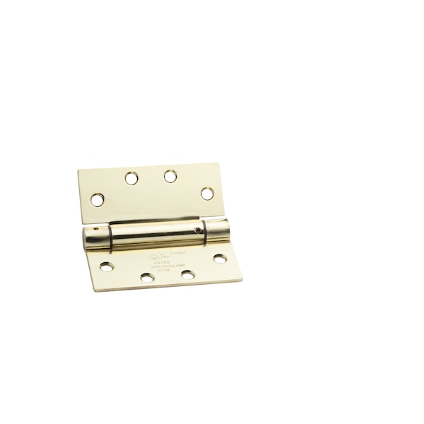 Global Door Controls 4.5 in. x 4.5 in. Bright Brass Full Mortise Spring Squared Hinge with Non-Removable Pin - Set of 3 - CPS4545-US3-3