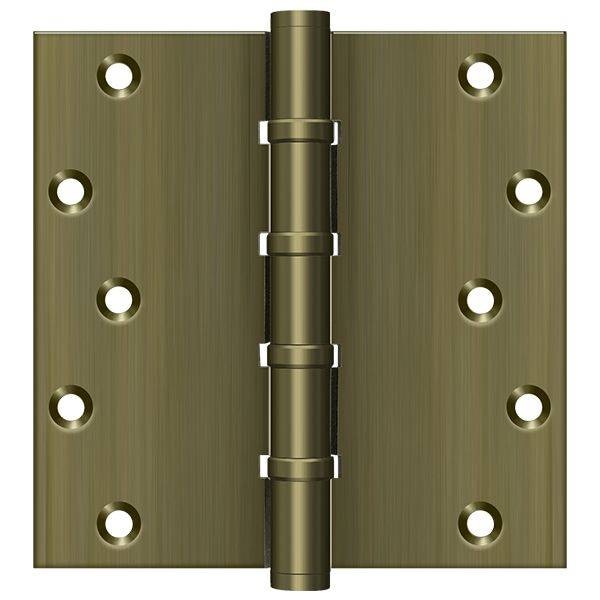 Deltana Antique Brass Square Ball Bearing Hinge, Holes per Leaf: 5 - DSB66BB5