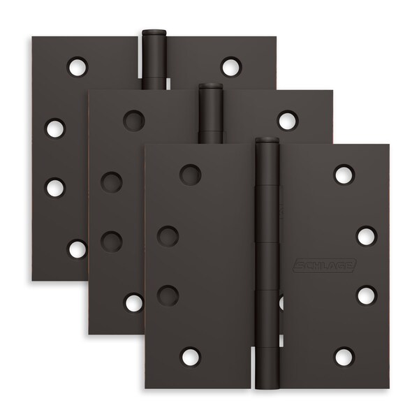 Schlage Residential Pack of 3 4in x 4in Square Corner Hinges Aged Bronze Finish, 3PK - S3P1020FRP716