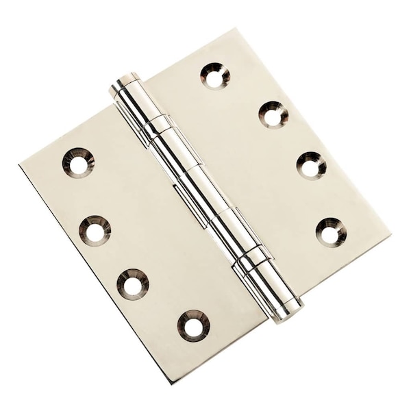 Embassy 4 x 4 Solid Brass Ball Bearing Hinge, Polished Nickel Finish with Flat Tips - 4040BBUS14F-1