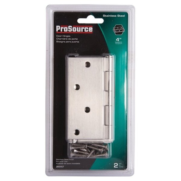 Prosource Square Corner Door Hinge, Steel, Brushed, Loose Pin, 180 deg Range of Motion - 20339SS-4S-DB-PS