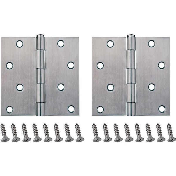 Prosource Square Corner Door Hinge, Steel, Brushed, Loose Pin, 180 deg Range of Motion - 20339SS-4S-DB-PS