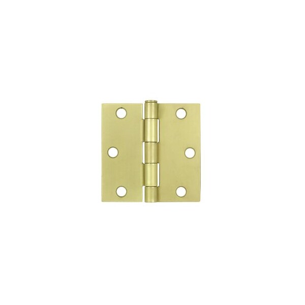 Deltana Brushed Brass 3 x 3 Square Corner Plain Bearing Mortise Hinge, 10PK pairs - S33U4-R-XCP10