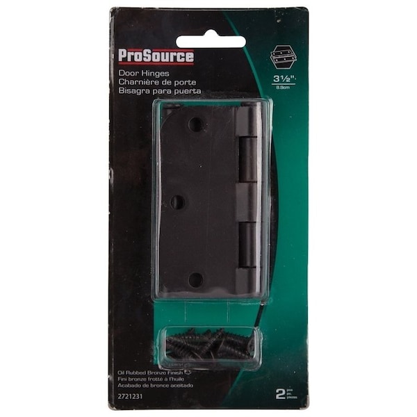 Prosource Door Hinge, Steel, Oil-Rubbed Bronze, Loose Pin, 180 deg Range of Motion, Screw Mounting - BH-102ORB-PS