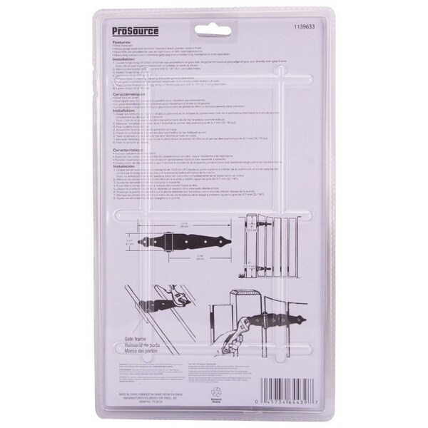Prosource Strap Hinge, Steel, Black, Loose Pin Pin, 180 deg Range of Motion, 40 Pair lb - 33169PKS-PS