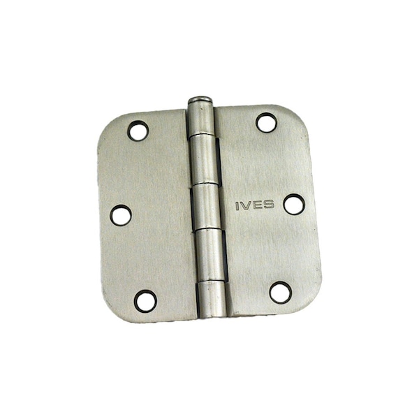 Ives Residential Pack of 3 Steel 3-1/2in x 3-1/2in 5/8in Radius Corner Removable Pin Hinges Satin Nickel Finish - 1011RPF619E