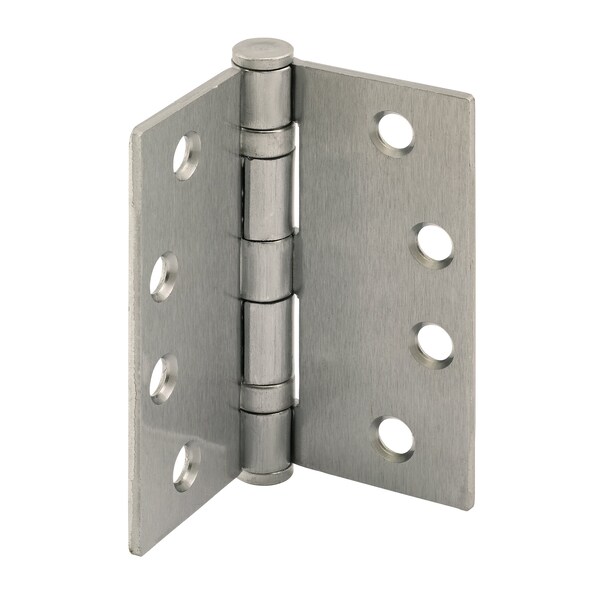 Prime-Line Door Hinge Commercial Smooth Pivot, 4 in. x 4 in. with Square Corners, Satin Nickel 3 Pack - U 1156353