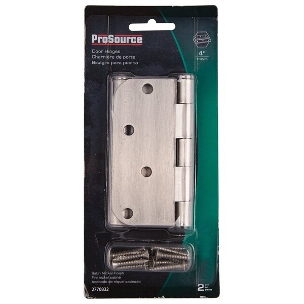Prosource Door Hinge, Steel, Satin Nickel, Loose Pin, 180 deg Range of Motion, Screw Mounting - BH-402SN-PS