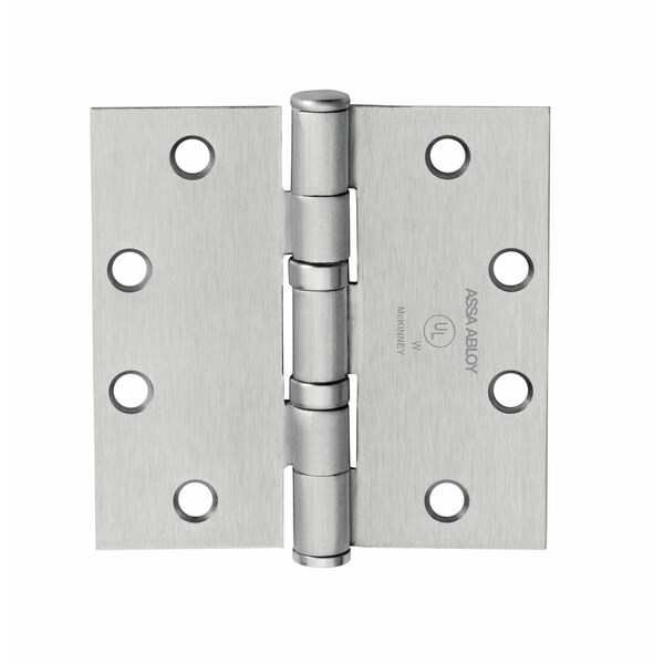 Mckinney Hinges McKinney 4inx4in Square Corner Standard Weight 5 Knuckle Ball Bearing Hinge # 55571 Satin Chrome - TA2714426D