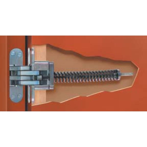 Richelieu 4 58inch 117 mm x 1 18inch 29 mm Full Mortise Concealed Spring Close Hinge, Satin Chrome - 421218145