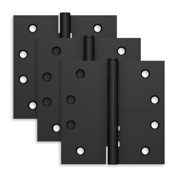 Schlage Residential Pack of 3 4in x 4in Square Corner Hinges Matte Black Finish, 3PK - S3P1020FRP622