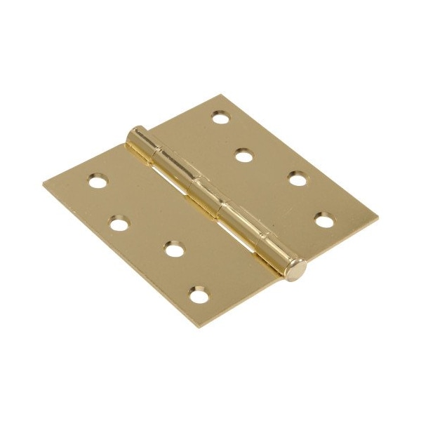 Hillman 4 in. Residential Door Hinge with Square CornersBrass Plated - 851249