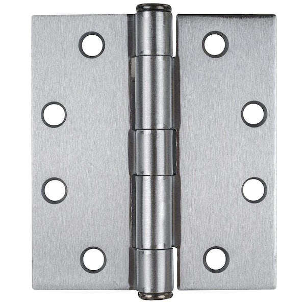 Global Door Controls 4.5 in. x 4 in. Brushed Chrome Full Mortise Squared Plain Bearing Hinge with Non-Removable Pin - Set of 3 - CP4540-26D-M