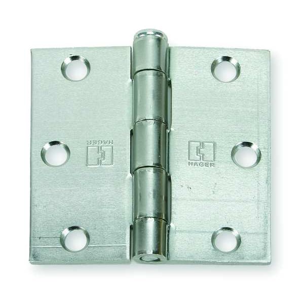Zoro Select Door and Butt Hinge, Steel, Full Mortise Mounting, 1 1/2 in Leaf W x 3 1/2 in Leaf H, zinc plated - 3HTY1
