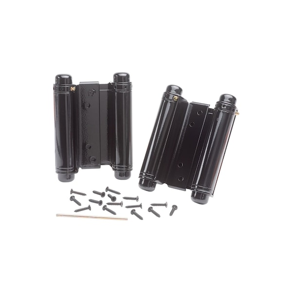 Trans Atlantic Co. 6 in. Black Double Acting Barrel Spring Squared Hinge with Non-Removable Pin - Set of 2 - DH-TAN5006-BK