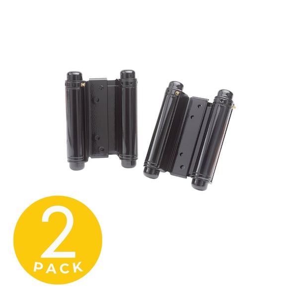 Trans Atlantic Co. 6 in. Black Double Acting Barrel Spring Squared Hinge with Non-Removable Pin - Set of 2 - DH-TAN5006-BK