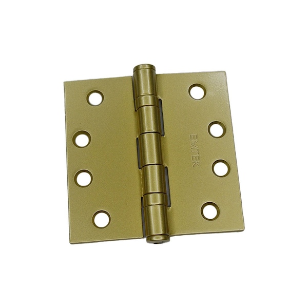 Emtek Pair of 4 in x 4 in Square Steel Heavy Duty Ball Bearing Hinges Satin Brass Finish - 94014US4