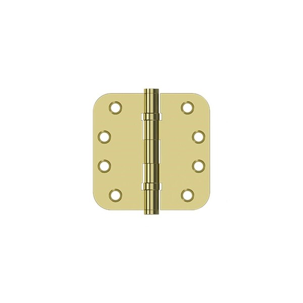 Deltana 4 x 4 x 5/8 Radius Ball Bearing Hinge; Bright Brass Finish - DSB4R5B3