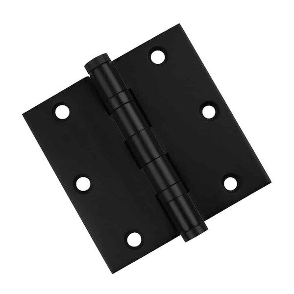 Embassy 3-1/2 x 3-1/2 Solid Brass Ball Bearing Hinge, Flat Black Finish with Flat Tips - 3535BBUS19F-1