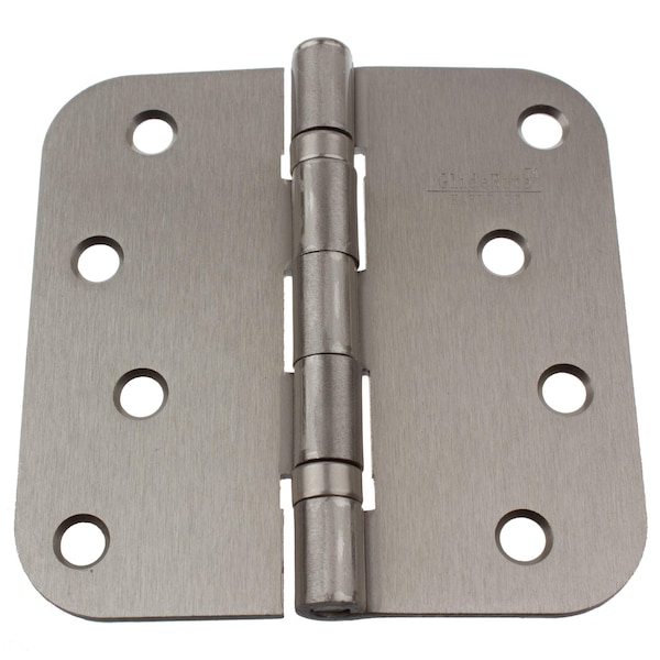 Gliderite Hardware 4 in. Satin Nickel Ball Bearing Door Hinge with 5/8 in. Corner Radius - 4058-2BB-SN, 12PK - 4058-2BB-SN-12